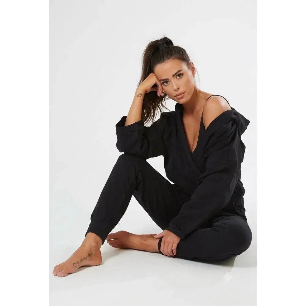 Nama | Women | Enlighten Black Soft Cozy Comfort Lounge Hooded Jumpsuit | Small